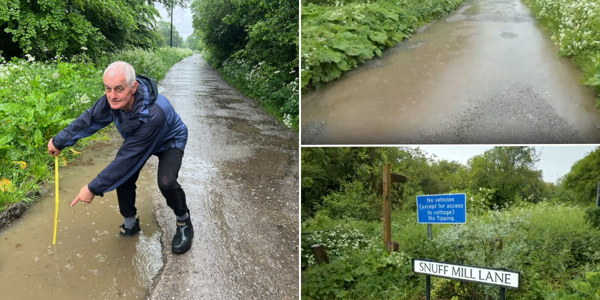 Angry pensioner locked in DECADES-long pothole battle with
East Yorkshire Council