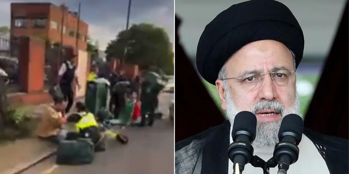 Four people injured in clashes after protesters gathered
outside memorial service for dead Iranian President in
London