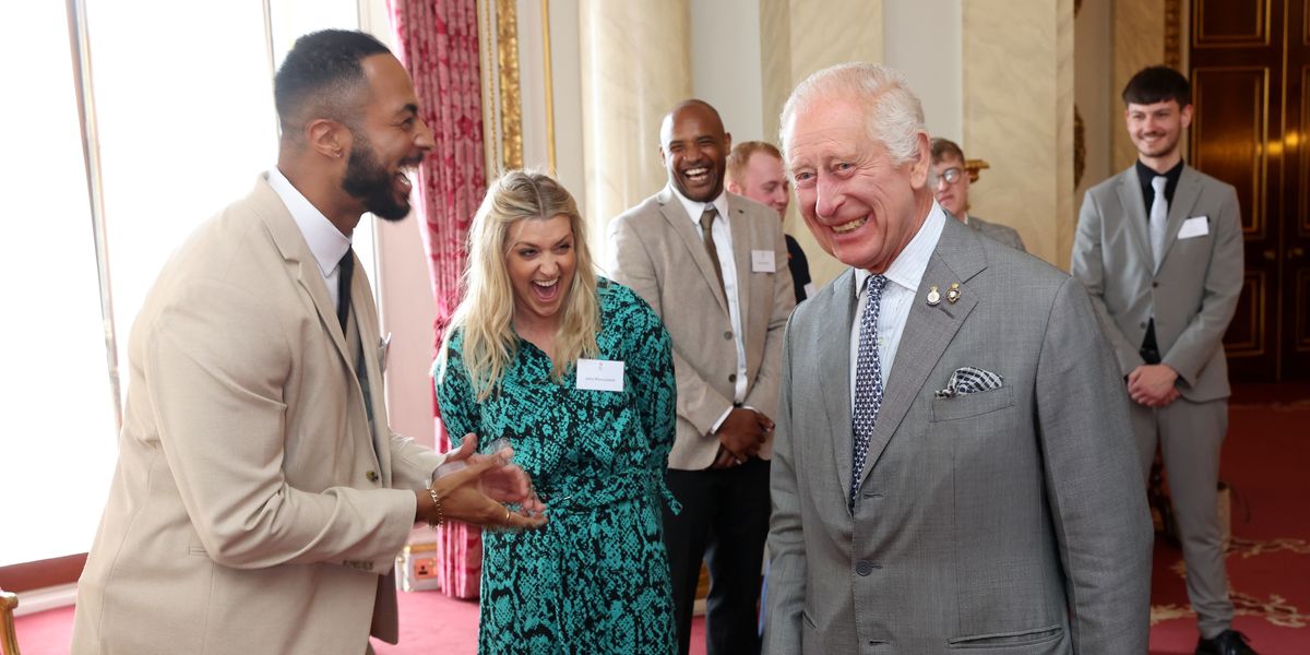 King Charles left in stitches by unusual fist bump as he
hosted winners of Prince's Trust Awards