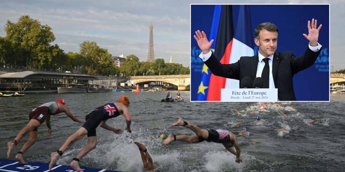 Parisians to 'take a s***' in the Seine ahead of Olympic
Games after Macron promised to swim in river to prove how 'clean it
is'